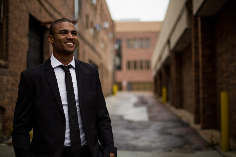 Business man wearing suit smiling