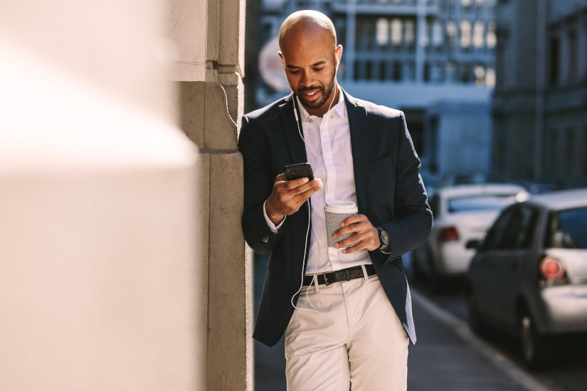 Man looking at smartphone